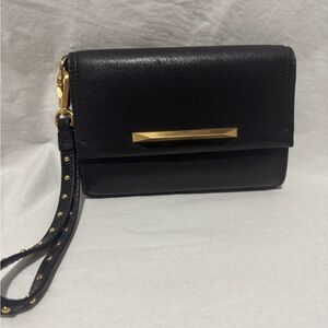 B Brian Atwood Black Leather Wristlet